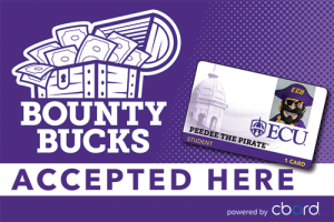 Look for window decals stating Bounty Bucks Accepted Here